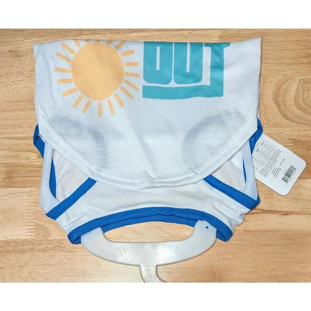 Buttons & Bones Large Dog Tank Top Sun's Out Tongue's Out Blue Trim Pet Shirt